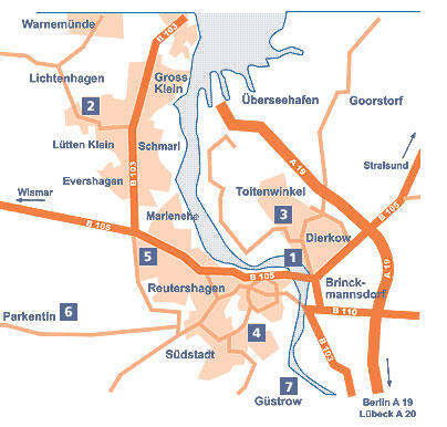 Stadtplan Rostock und Umgebung