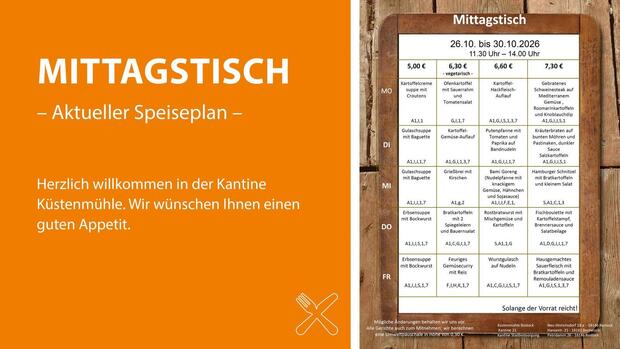 Aktueller Speiseplan der Kantine 